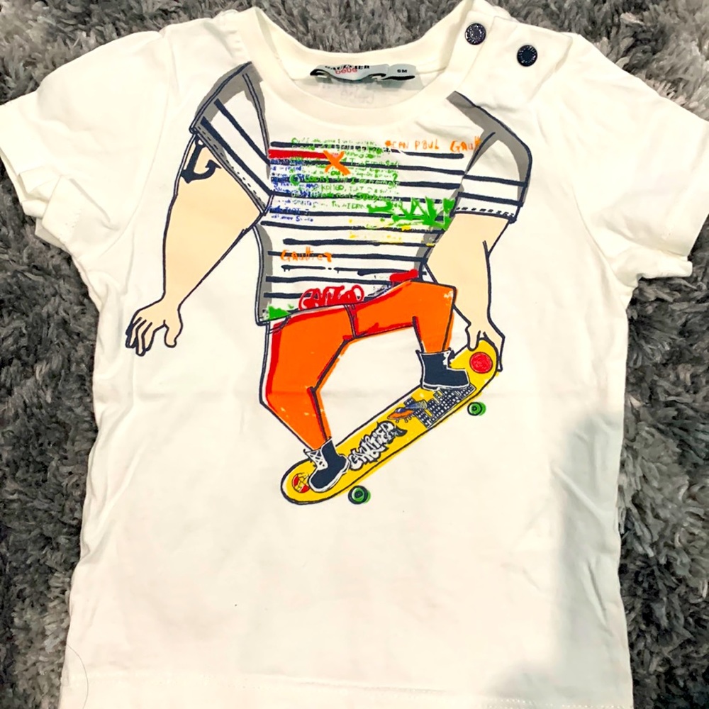 Jean Paul Gaultier Kids White and Orange Graphic Tee